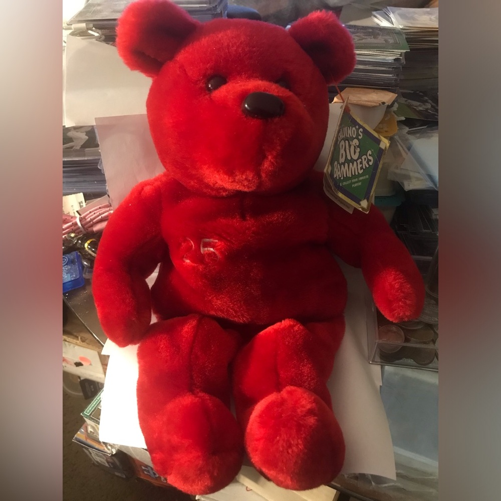 Salvino’s big bammers Mark McGwire Red Plush Teddy Bear. 1999 approx 14’’